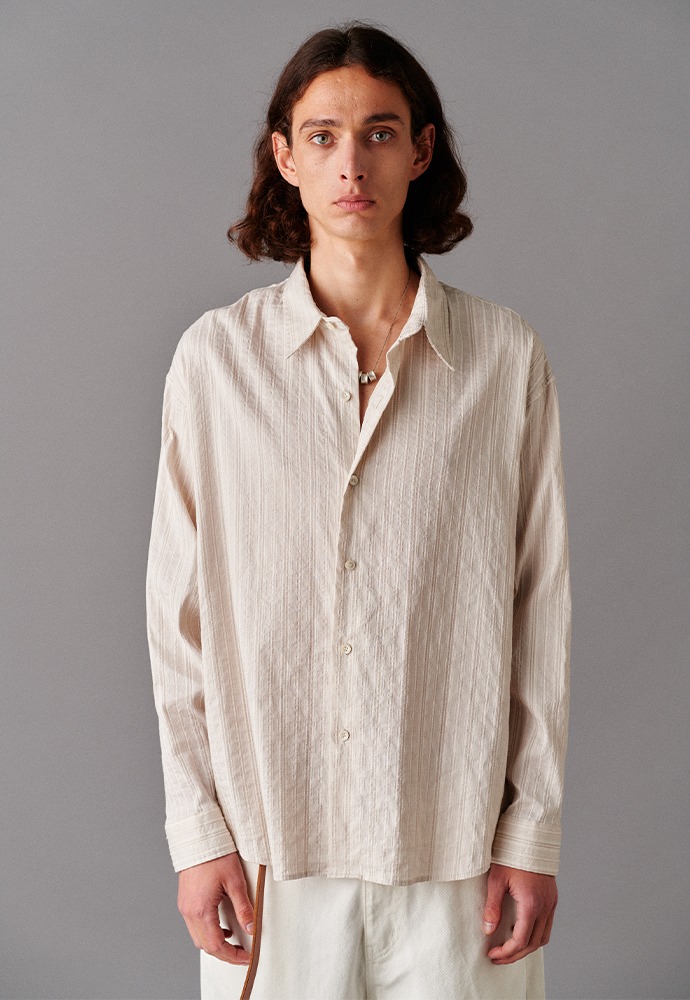 Embroidered Stripe Shirt_ Ivory