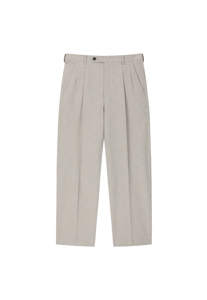 Technical-stretch 2-Pleats Wide Trousers (exclusive fabric)_ Light Sand
