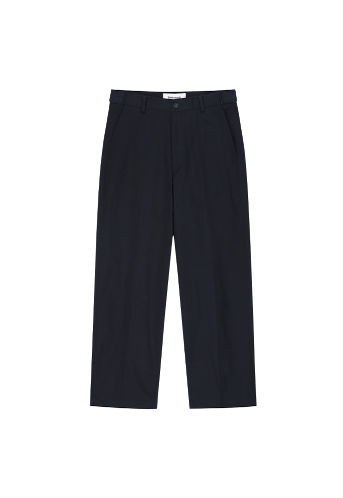 High-twist Cotton No Tuck Wide Trousers_ Navy