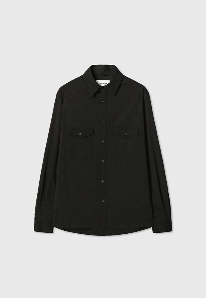 Soft Brushed C/R Western Shirt_ Midnight Black
