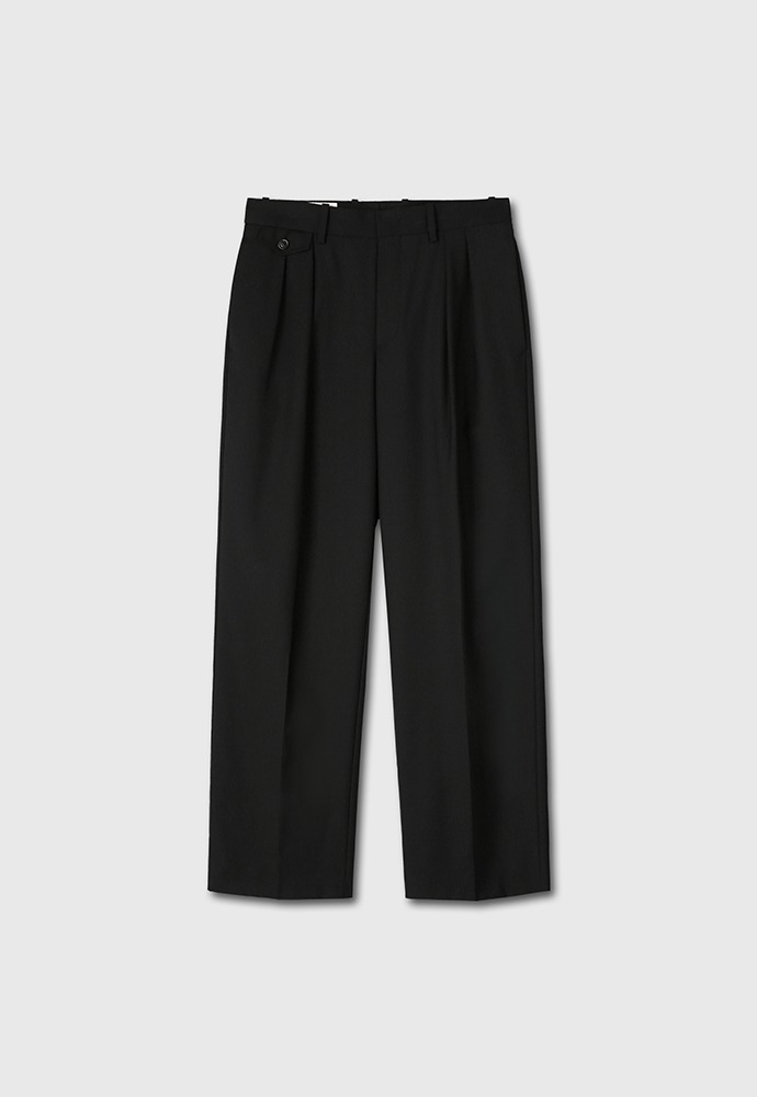 Double-pleats Relaxed Trousers_ Black