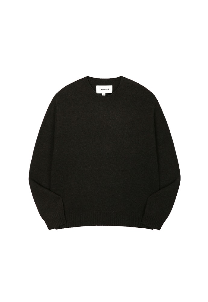 Cashmere Whole garment Saddle Neck Sweater_ Midnight Black