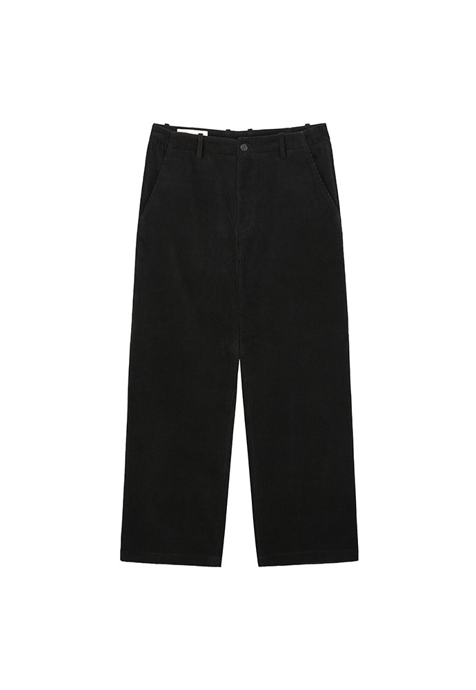 Semi Wide Flare Corduroy Pants (Cotton 100%)_ Black