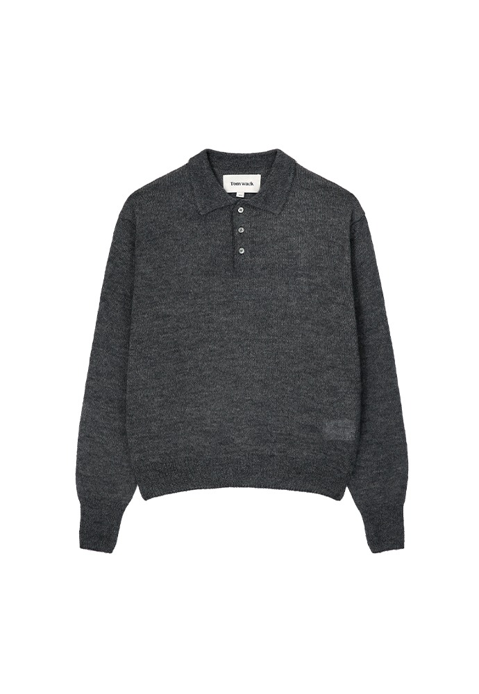Italian Fabric Brushed Mohair Polo knit_ Charcoal