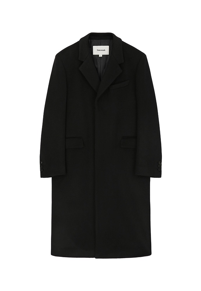 Cashmere Single-Breasted Tailored Coat_ Black