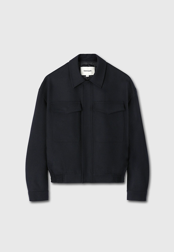 Merino Wool Chest Pocket Blouson (Australian Wool 100%)_ Dark Navy