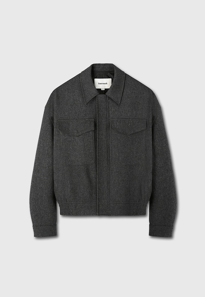 Merino Wool Chest Pocket Blouson (Australian Wool 100%)_ Dark Grey