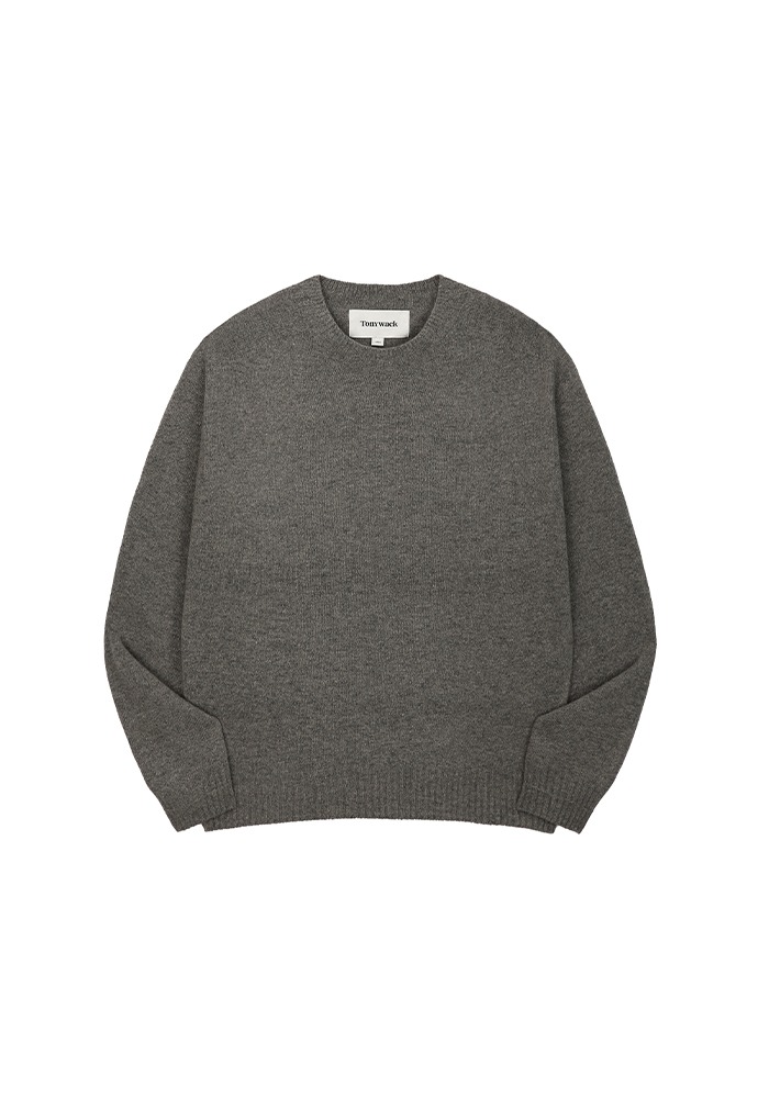 Cashmere Whole garment Saddle Neck Sweater_ Heather Grey