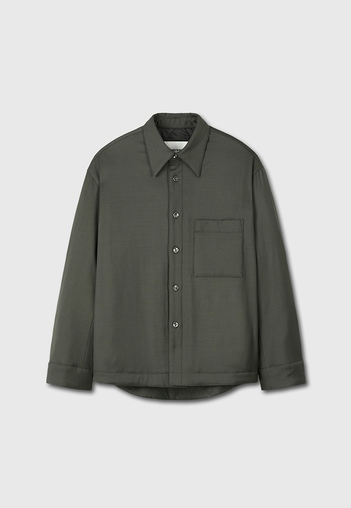 Hard Twist Wool Padded Shirt Jacket_ Dark Olive