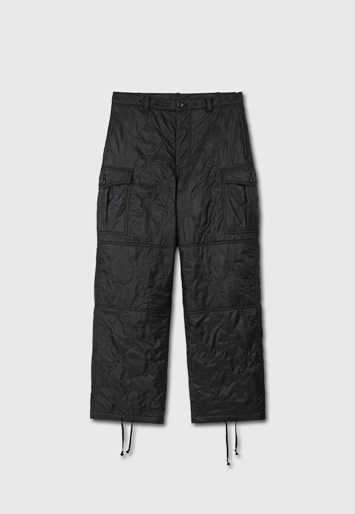 Utility Puffed Quilting Cargo Pants_ Black