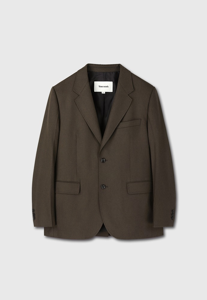Wool and Cashmere Tailored Blazer_ Taupe Brown