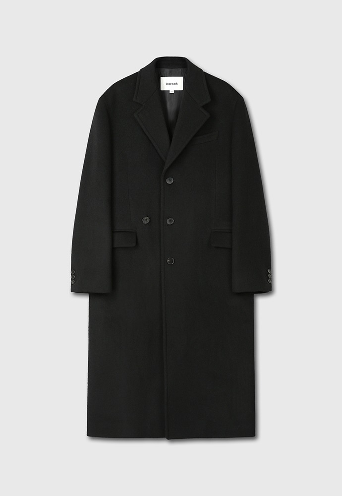 Cashmere Single-Breasted Tailored Wrap Coat_ Black