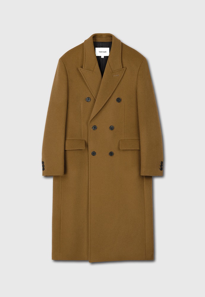 Cashmere Double-Breasted Tailored Coat_ Dark Camel