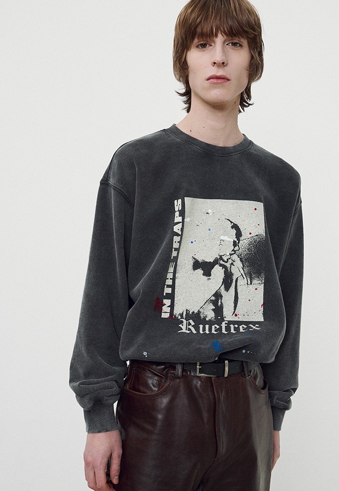 Rueflex Hand-Painted Sweatshirt_ Faded Black