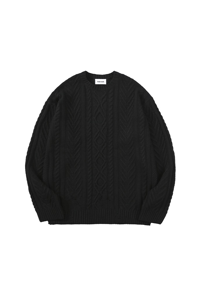 Patron Hand-painted Cable Knit_ Black
