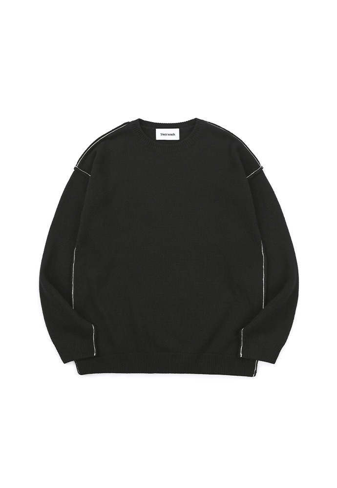 Contrasting Cashmere Sweater_ Black