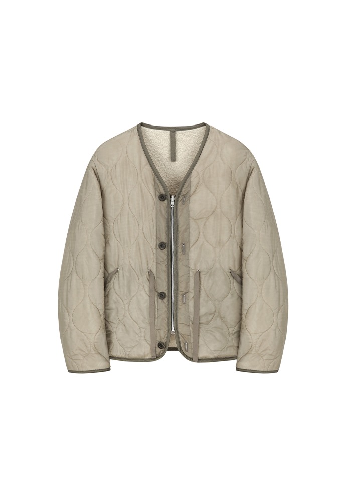Reversible Fleece Quilted liner Jacket_ Beige / Ecru