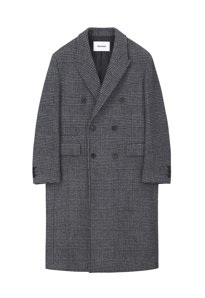 Double-breasted Chesterfield Coat_ Black/Grey Glen check
