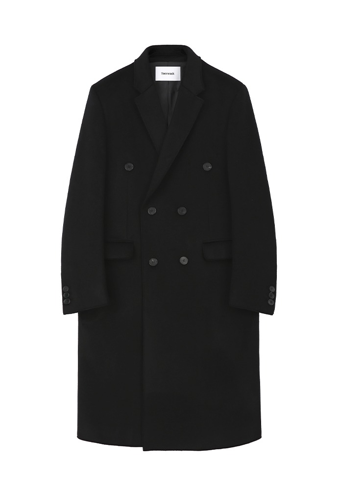 Essential Cashmere Cutting Double Coat_ Black